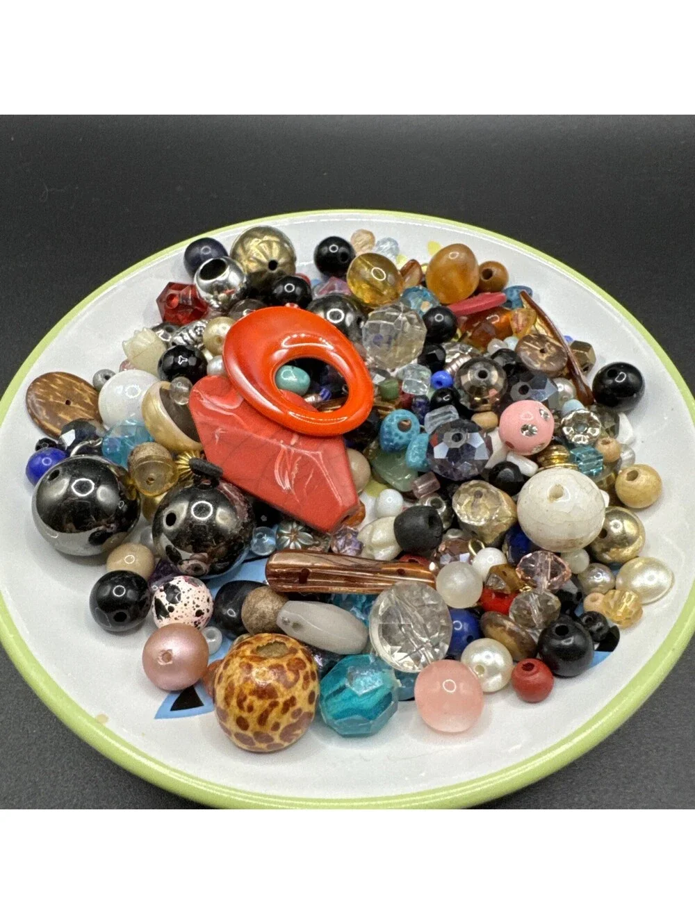 Vintage Bag Of Beads From Broken Jewelry Wood Plastic Glass - Crafting